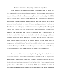 The Politics and Semiotics of Etymology in Varro`s De