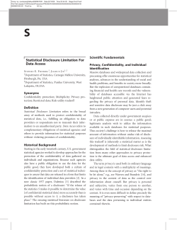 Statistical Disclosure Limitation For Data Access