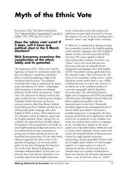 Myth of the Ethnic Vote - Making multicultural Australia