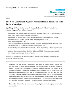 The New Carotenoid Pigment Moraxanthin Is Associated with Toxic