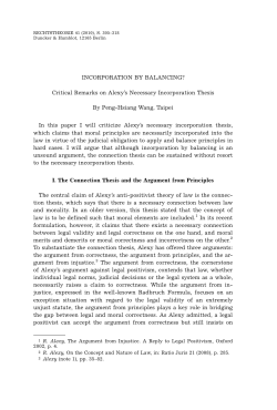 INCORPORATION BY BALANCING? Critical Remarks on Alexy`s