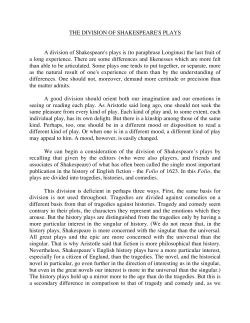 THE DIVISION OF SHAKESPEARE`S PLAYS A division of