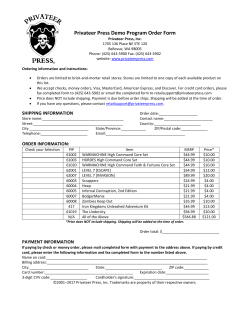 Demo Program Order Form