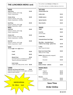 THE LUNCHBOX MENU 2016 Save Time Order Online