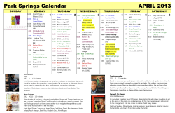 Park Springs Calendar APRIL 2013