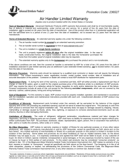 Air Handler Limited Warranty