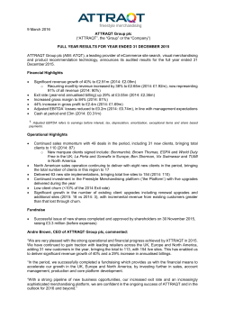 ATTRAQT Group Plc - 2015 Full Year Results