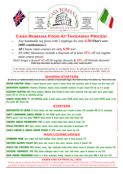 Casa Romana Food At Takeaway Prices!