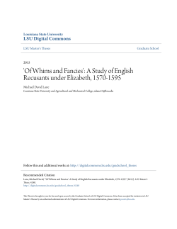A Study of English Recusants under Elizabeth, 1570-1595