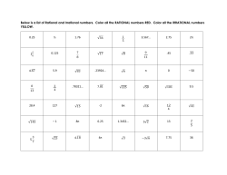 Below is a list of Rational and Irrational numbers. Color all the