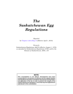 The Saskatchewan Egg Regulations
