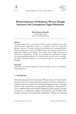 Western Suspicion of Polytheism, Western Thought Structures, and