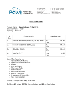 SPECIFICATION Product Name : Caustic Soda Prills 99% Chemical