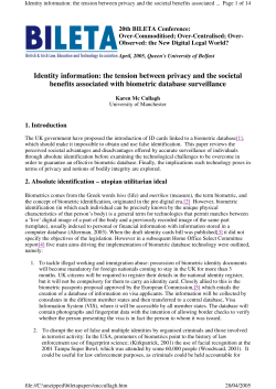 Identity information: the tension between privacy and the