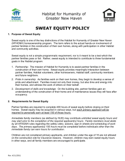 SWEAT EQUITY POLICY - Habitat for Humanity of Greater