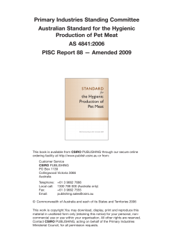 Standard for the Hygienic Production of Pet Meat