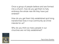 Paul`s Early Epistles