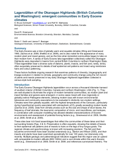 Lagerst&auml;tten of the Okanagan Highlands