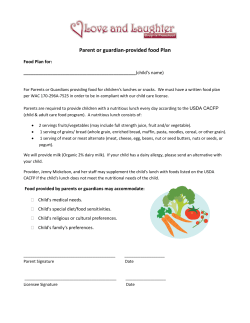 Parent or guardian-provided food Plan