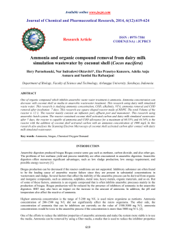 Ammonia and organic compound removal from dairy milk simulation