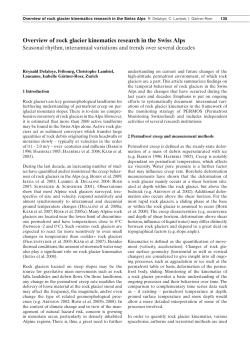 Overview of rock glacier kinematics research in the Swiss Alps