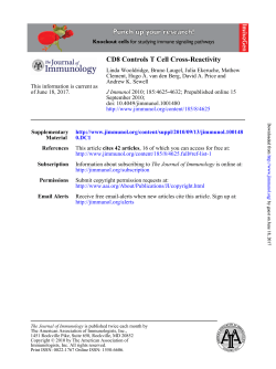 CD8 Controls T Cell Cross-Reactivity