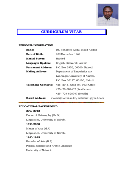curriculum vitae - university of nairobi staff profiles