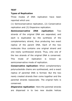 TEXT Types of Replication Three modes of DNA replication have