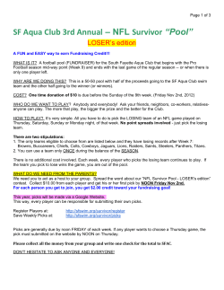 SF Aqua Club 3rd Annual &ndash; NFL Survivor &ldquo;Pool&rdquo;