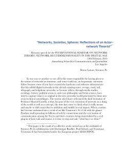 Networks, Societies, Spheres: Reflections of an Actor