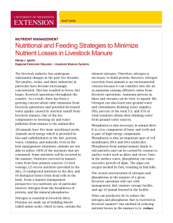 Nutritional and Feeding Strategies to Minimize Nutrient Losses in