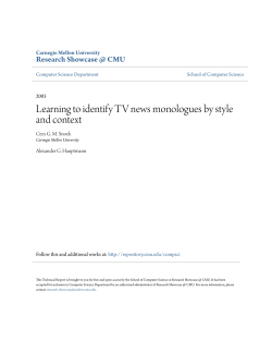 Learning to identify TV news monologues by style and context