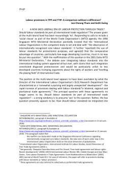 Draft 1 Labour provisions in TPP and TTIP: A comparison without a