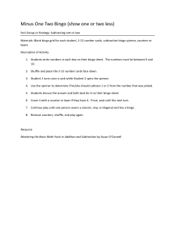 Minus One Two Bingo (show one or two less)