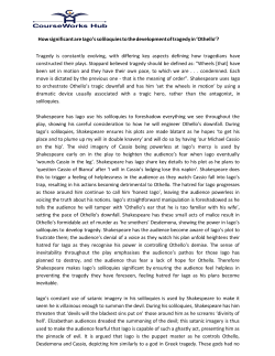 How significant are Iago`s soliloquies to the
