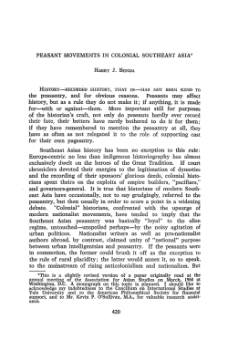 Peasant Movements in Colonial Southeast Asia