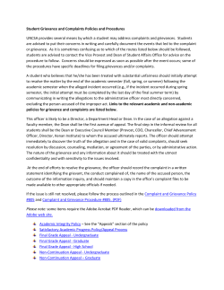 Student Grievance and Complaints Policies and