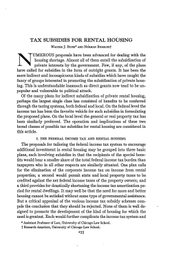 Tax Subsidies for Rental Housing - Chicago Unbound