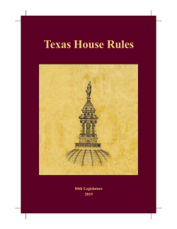 Texas House Rules 84th Legislature 2015