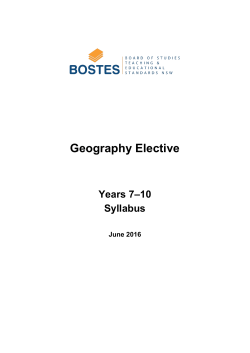 Geography Elective Years 7-10 Syllabus