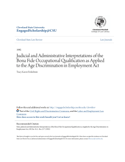 Judicial and Administrative Interpretations of the Bona Fide