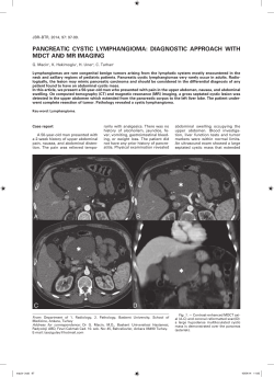 PanCreatiC CystiC LymPhangioma: diagnostiC aPProaCh with
