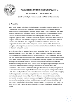 TAMIL SENIOR CITIZENS FELLOWSHIP (Vic) Inc.