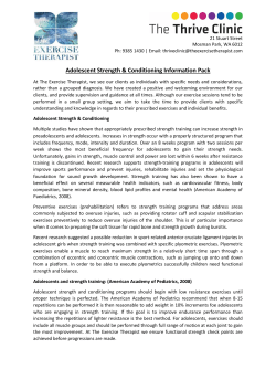 Adolescent Strength and Conditioning