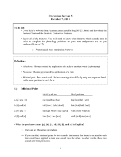 Discussion Section 5 October 7, 2011 1.) Minimal Pairs