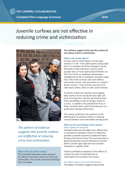Juvenile curfews are not effective in reducing crime and victimization