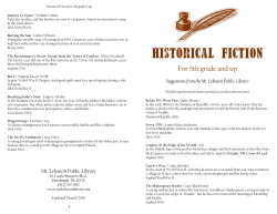 Historical Fiction - Mt. Lebanon Public Library