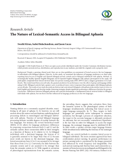 The Nature of Lexical-Semantic Access in Bilingual Aphasia