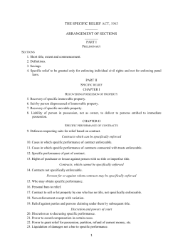 the specific relief act, 1963 ______ arrangement of sections