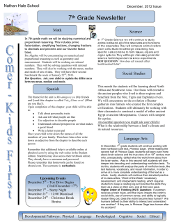 7th Grade Newsletter